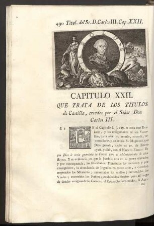Capitulo XXII. Titulos del Señor Don Carlos III.