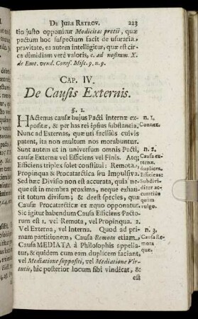 Cap. IV. De Causis Externis.