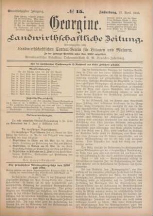Einundsechzigster Jahrgang. No. 15. Insterburg, 13. April 1893.