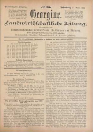 Einundsechzigster Jahrgang. No. 15. Insterburg, 13. April 1893.