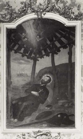 Sankt Franciscus Xaver, sterbend in einer Hütte liegend