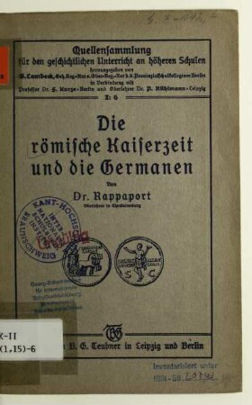 H. 6: Die römische Kaiserzeit und die Germanen