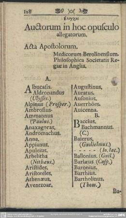 Elenchos Auctorum in hoc opusculo allegatorum