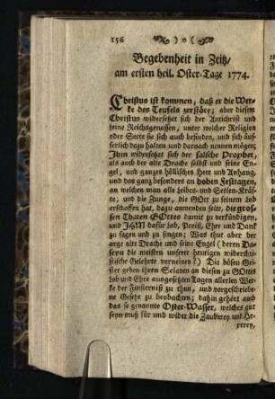 Begebenheit in Zeitz am ersten heil. Oster-Tage 1774