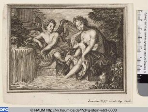 Nymphe und Amor am Wasser