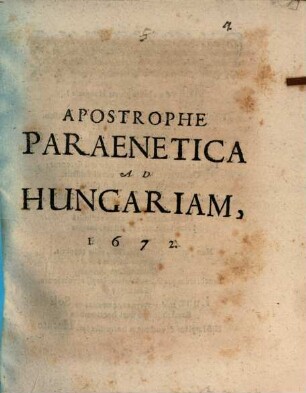 Apostrophe paraenetica ad Hungariam