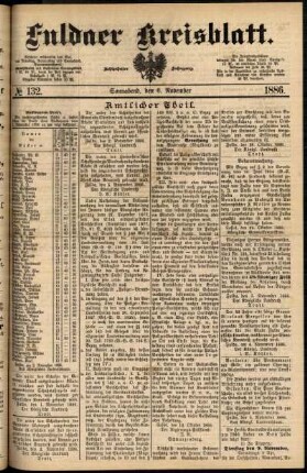 Erste Ausgabe vom Samstag, den 06. November 1886.