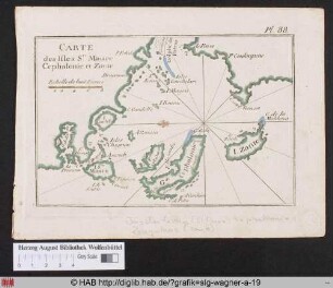 CARTE des Isles Ste. Maure Cephalonie et Zante.