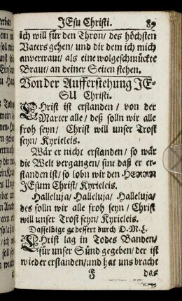 Von der Aufferstehung Jesu Christi.