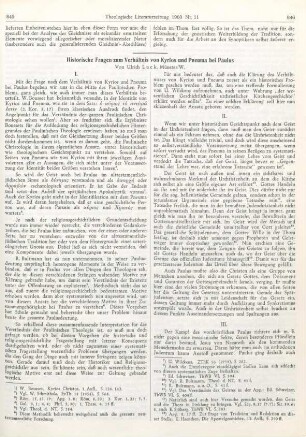 845-848 Historische Fragen zum Verhältnis von Kyrios und Pneuma bei Paulus