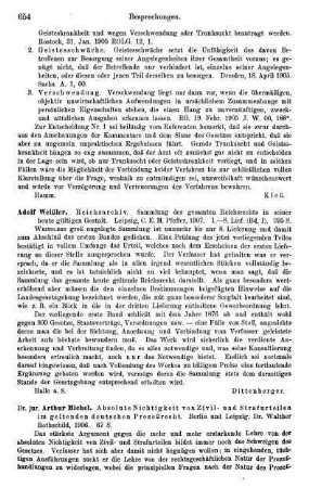 654-655, Arthur Michel. Absolute Nichtigkeit von Zivil- und Strafurteilen im geltenden deutschen Prozeßrecht. 1907