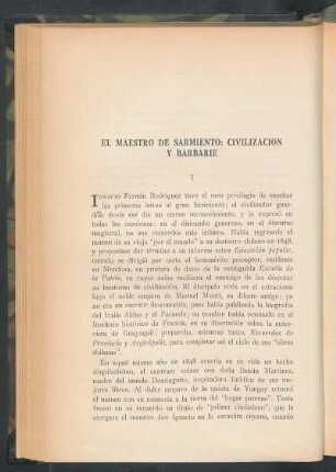 El maestro de Sarmiento: civilización y barbarie