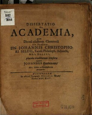 Dissertatio De Academia