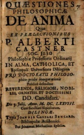 Quaestiones Philosophicae De Anima