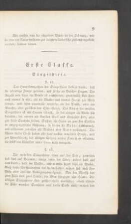 Erste Classe. Säugethiere.