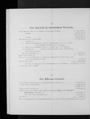 IV. Das Effecten-Geschäft.