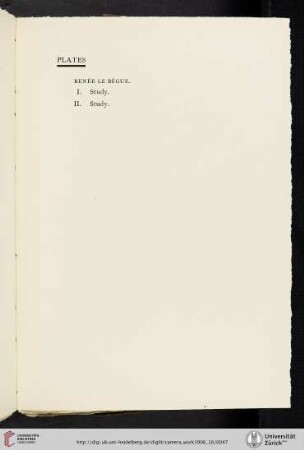 Renée [René] Le Bégue [Bègue] [list of plates]