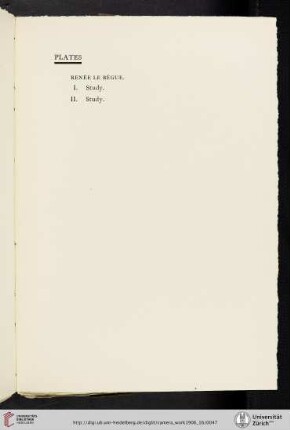 Renée [René] Le Bégue [Bègue] [list of plates]