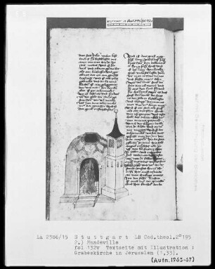Jacob von Teramo, Belial und Johannes von Mandeville, Reise nach Jerusalem — Jean de Mandeville, Die Reise nach Jerusalem — Grabeskirche in Jerusalem, Folio 132verso
