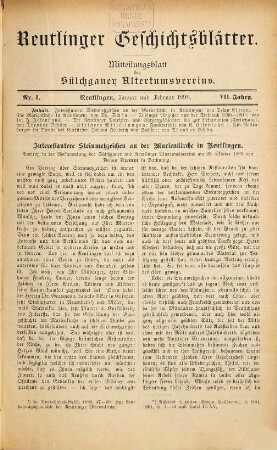 Reutlinger Geschichtsblätter. 7. 1896