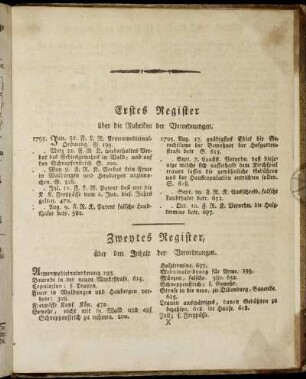 Erstes, zweytes, drittes Register