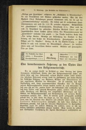 ¬Eine¬ bemerkenswerte Äußerung zu den Thesen über den Religionsunterricht