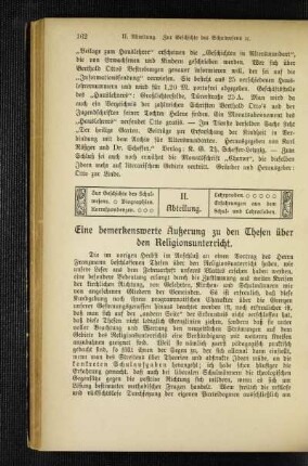 ¬Eine¬ bemerkenswerte Äußerung zu den Thesen über den Religionsunterricht