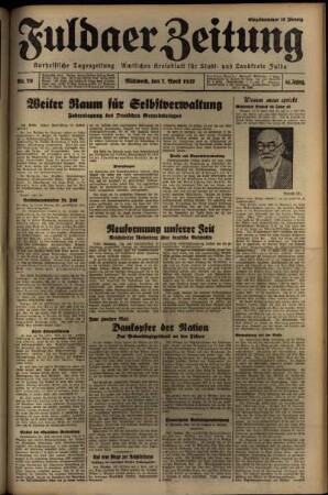 Erste Ausgabe vom Mittwoch, den 07. April 1937.