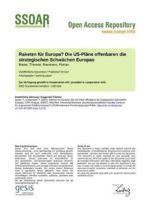 Raketen für Europa? Die US-Pläne offenbaren die strategischen Schwächen Europas