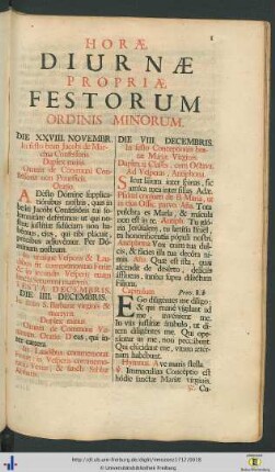 Horae Diurnae Propriae Festorum.