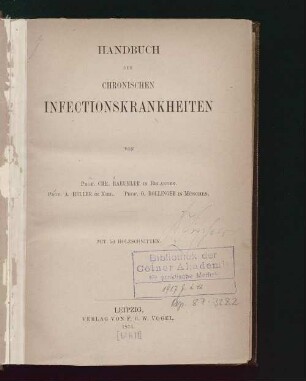 Handbuch der chronischen Infectionskrankheiten : mit 50 Holzschnitten