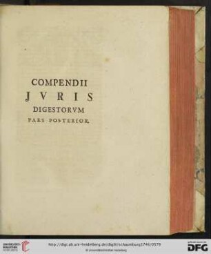 Compendii jvris Digestorvm. Pars posterior