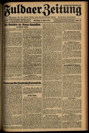 Ausgabe vom Samstag, den 11. April 1931.