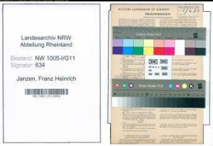 Entnazifizierung Franz Heinrich Janzen , geb. 24.11.1891 (Gastwirt)