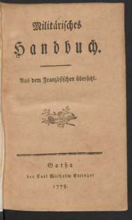 Militärisches Handbuch : Aus dem Französischen übersetzt