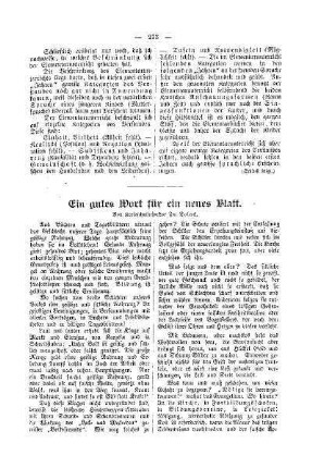 Ein gutes Wort für ein neues Blatt