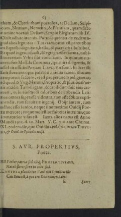 S. Aur. Propertius