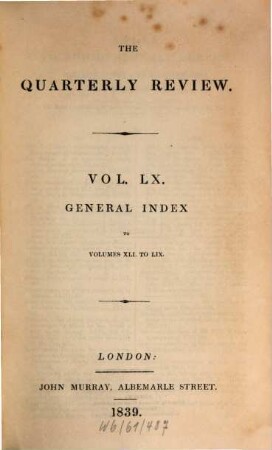 The quarterly review. 60. 1839