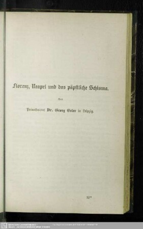 Florenz, Neapel und das päpstliche Schisma.