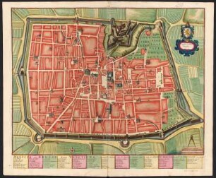 Stadtplan von Brescia, Italien, ca. 1:4 000, kolorierter Kupferstich, ca. 1730 : Brescia ou Bresse Aux Venetiens : Avec Privil. / Exactement Dessinée Sur le Lieu, mis au jour par le soin de Pierre Mortier, Libraire. - [Ca. 1:4.000]. - Amsterdam : Pierre Mortier, s.a. [ca. 1730]. - 1 Plan : Kupferstich ; 48 x 58 cm. - Maßstab in graph. Form (Pas Geometriq.)