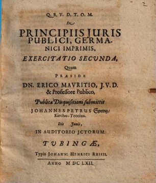De principiis iuris publici, germanici inprimis, exercitatio II