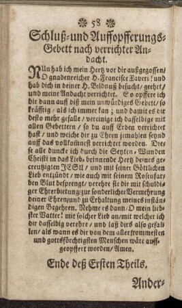 Schluß- und Aufforderungs-Gebett nach verrichter Andacht.