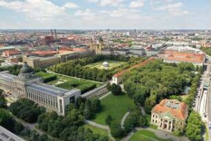 Hansjakob, Gottfried; München, Englischer Garten; Altstadtring, Königinstraße, Hofgarten, Finanzgarten, Englischer Garten, Staatskanzlei, Haus der Kunst, Prinz Carl Palais - Luftbild