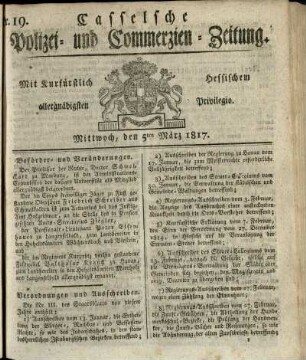 Nr. 19, Mittwoch, den 5ten Maerz 1817