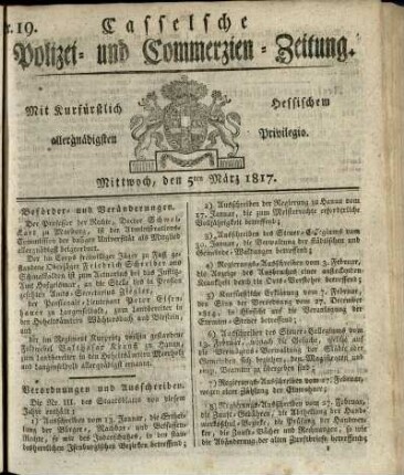 Nr. 19, Mittwoch, den 5ten Maerz 1817