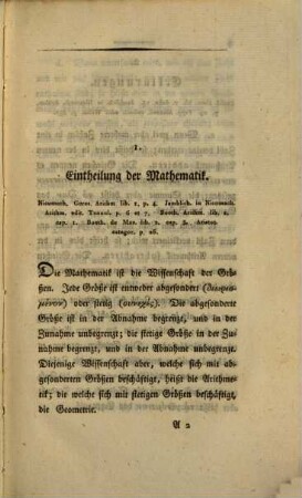 Die Arithmetik der Griechen, 1. 1819. - 146 S.