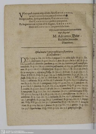Sphalmata Typographica exstantiora sic emendentur