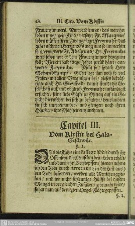 Capitel III. Vom Klystir bei Hals-Geschwür