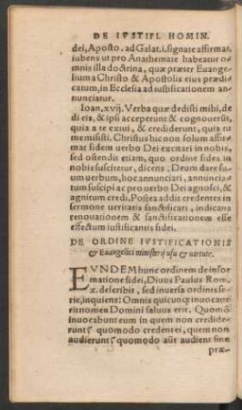 De Ordine Iustificationis et Evangelici ministerii usu et virtute.