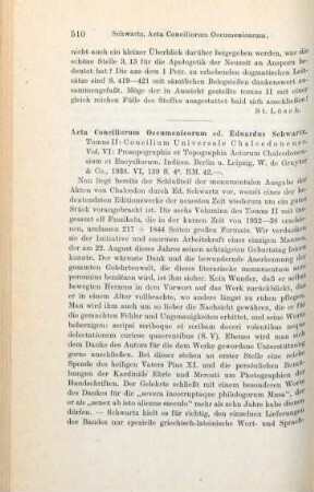 510-511 [Rezension] Acta conciliorum oecumenicorum ; 2,6.Prosopographia et topographia actorvm Chalcedonensivm et encycliorvm indices